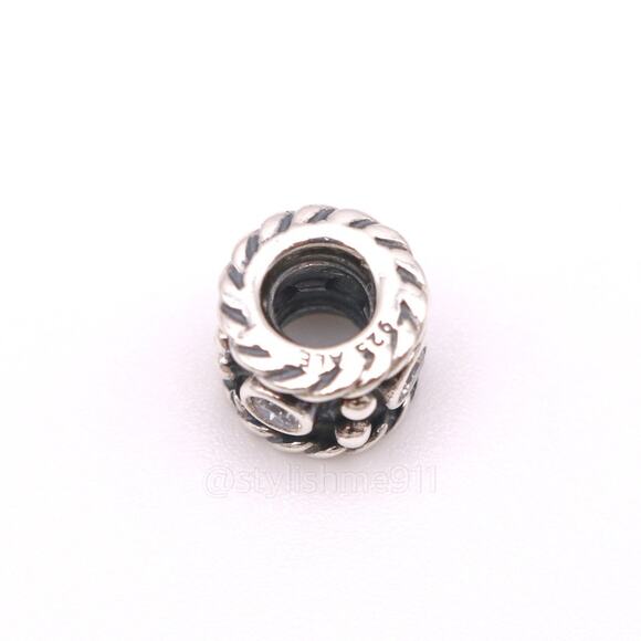 Authentic PANDORA Sterling Silver Abstract Oxidized Charm with cubic zirconia - Picture 9 of 9